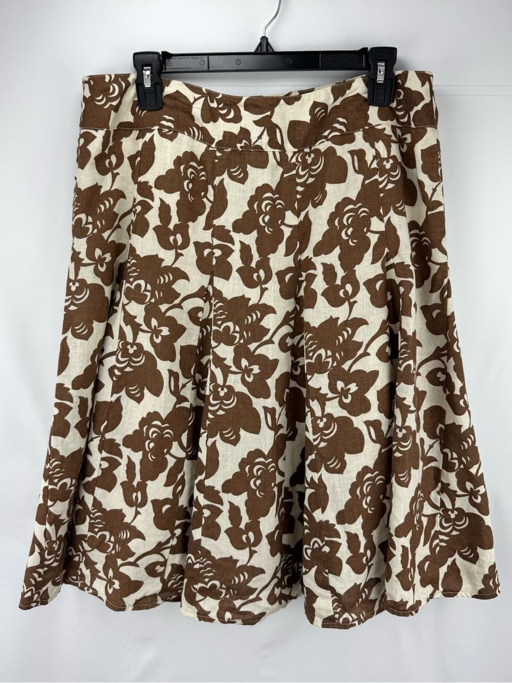 Boden Cream Skirt with Brown Floral Print - Circle/Skater